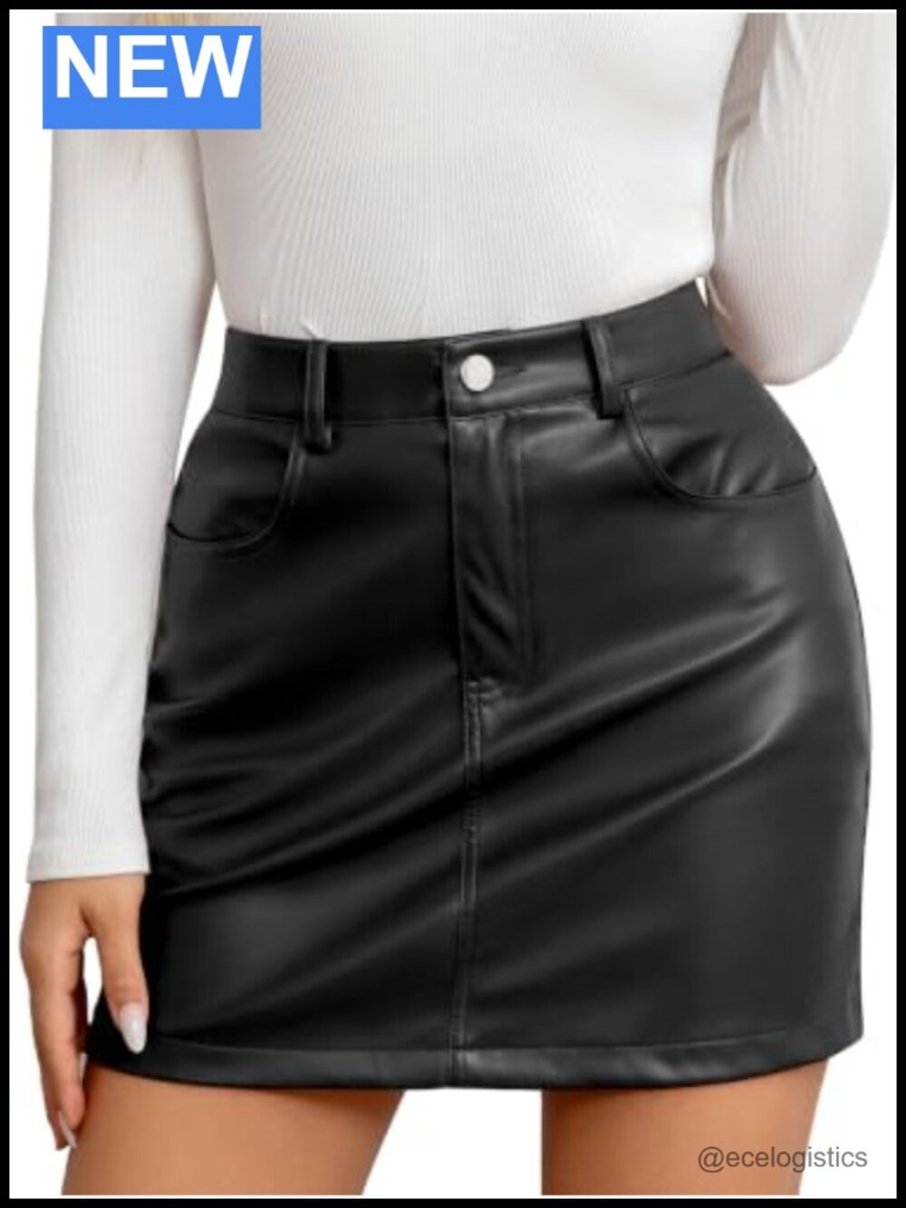 Faux Leather High Waist Bodycon Mini Skirt with Shorts